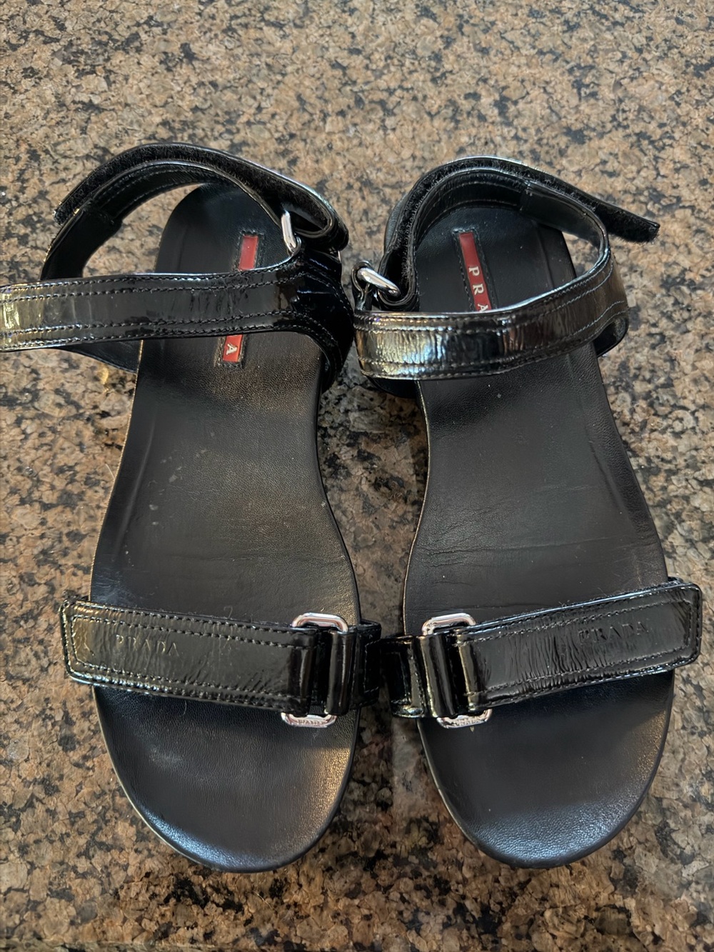Prada Black Patent Leather Women’s Sandals